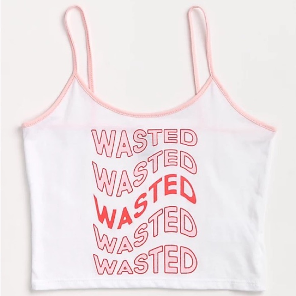 JV By Jac Vanek White Pink Wasted Crop Tank Top Size Small